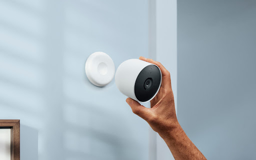 Google Nest Cam with magnetic wall mounting